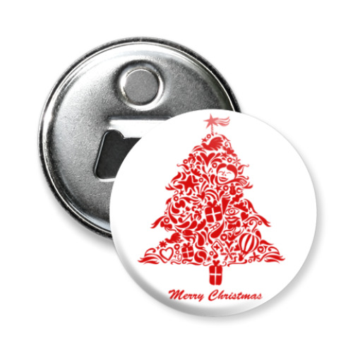 Магнит-открывашка с принтом   Елка