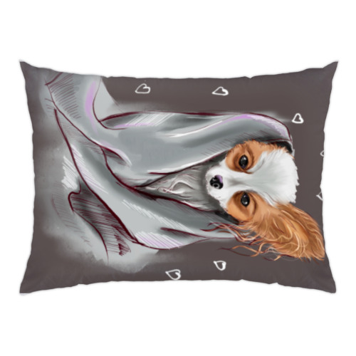 Подушка с принтом Собака в одеялке