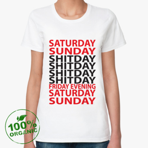 Женская футболка из органик-хлопка с принтом SHITDAY