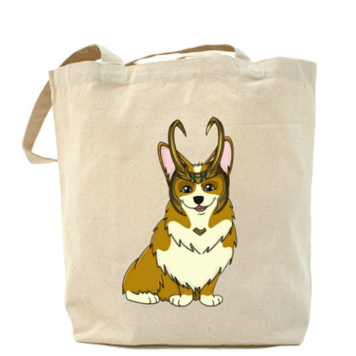 Сумка шоппер с принтом Корги Локи