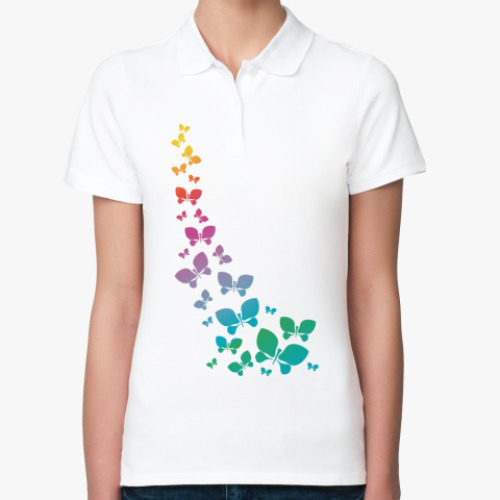 Женская рубашка поло (печать) Бабочки