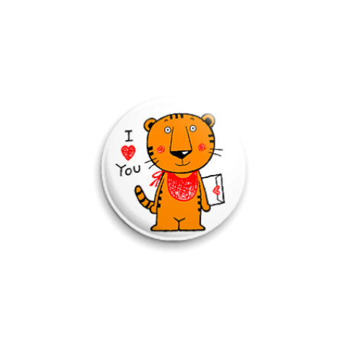 Значок 25мм с принтом  Влюблённый Тигр