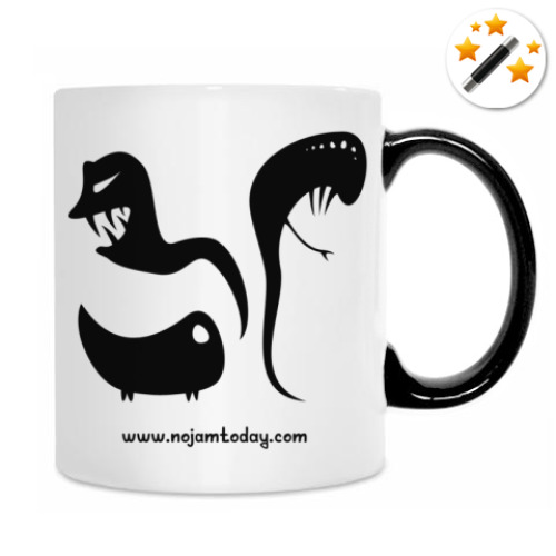 Кружка-хамелеон с принтом Чёрный кот в тёмной комнате