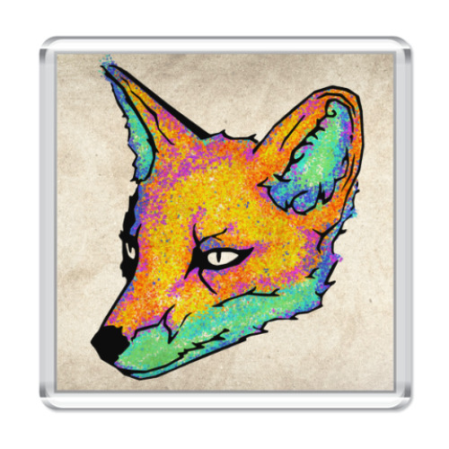 Магнит с принтом Лиса цветная