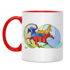 Двухцветная кружка Лошади