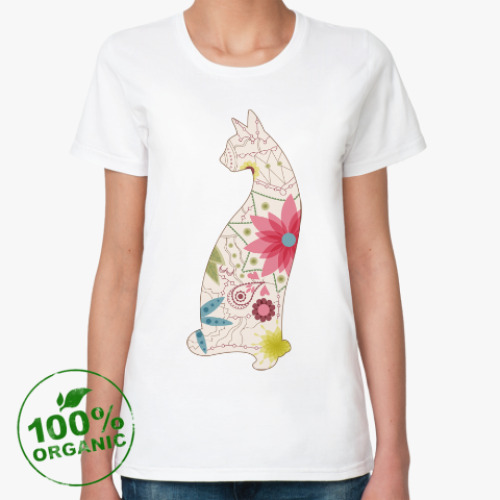 Женская футболка из органик-хлопка Винтажная кошка