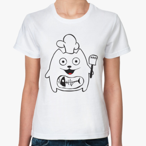 Классическая футболка с принтом Сытый и довольный