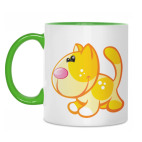 Двухцветная кружка Рыжий кот приносит счастье