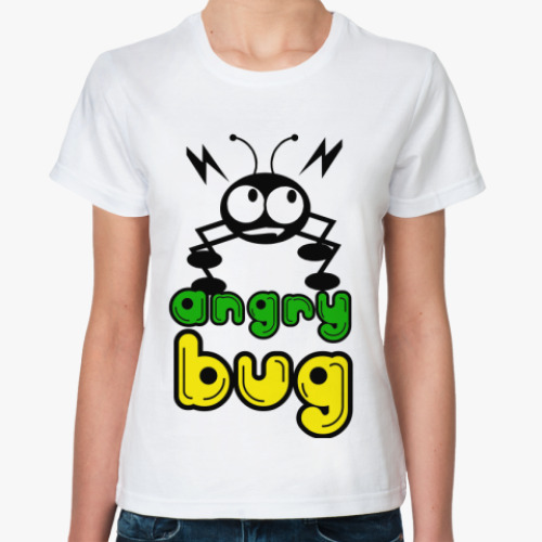 Классическая футболка с принтом Angry bug