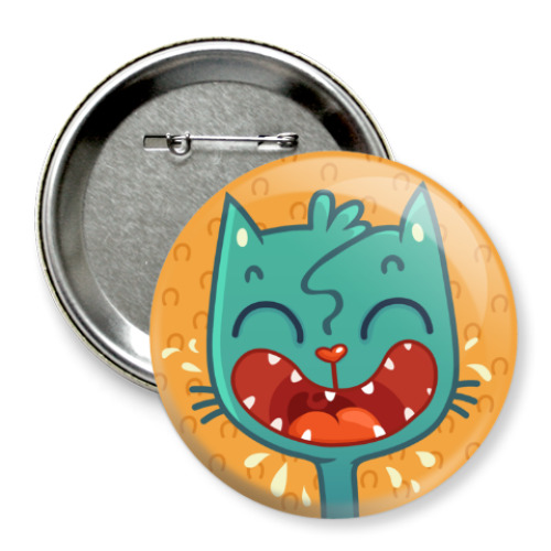 Значок 75мм с принтом Crazy Cat