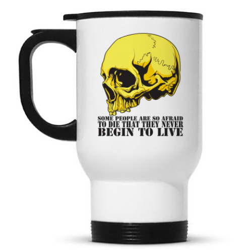 Кружка-термос с принтом Never begin to live