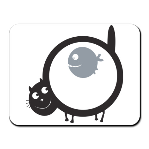 Коврик для мыши с принтом Кот и рыба