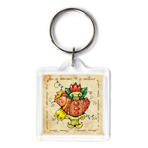 Брелок с принтом Птица-Цветы