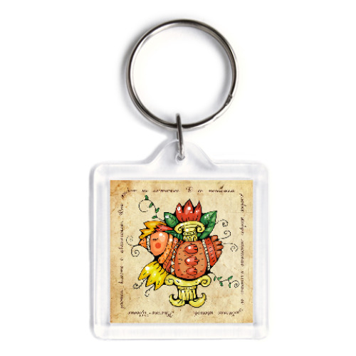 Брелок с принтом Птица-Цветы