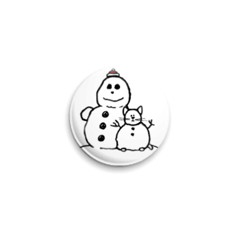 Значок 25мм с принтом  Снеговики
