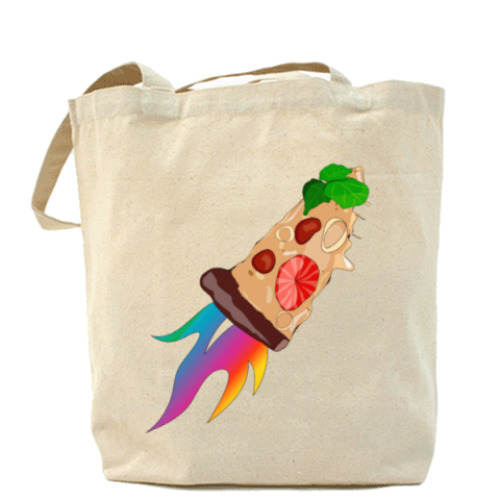 Сумка шоппер с принтом Пицца покоряет мир