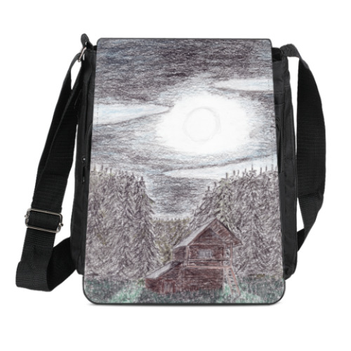 Сумка-планшет с принтом Ночь в лесу