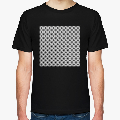 Футболка с принтом Белый и черный. Круг и квадрат.