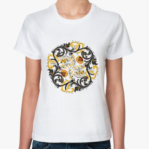 Классическая футболка с принтом Русский народный узор