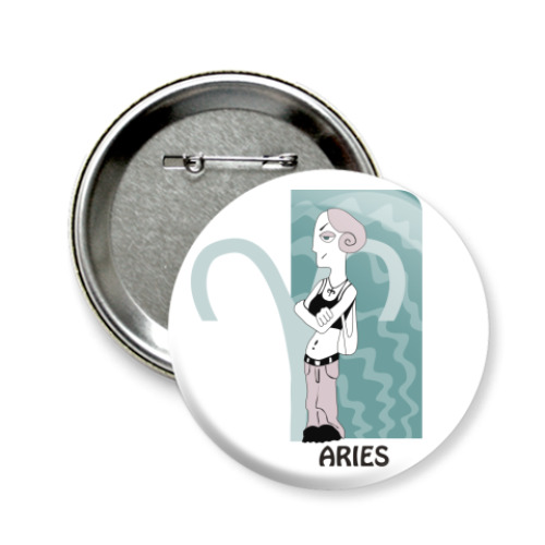 Значок 58мм с принтом овен