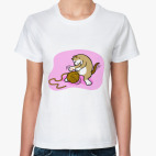 Классическая женская футболка Кот с клубочком