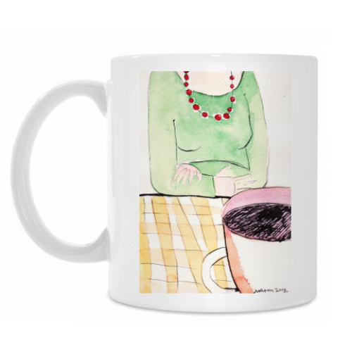 Кружка с принтом Девушка с кружкой