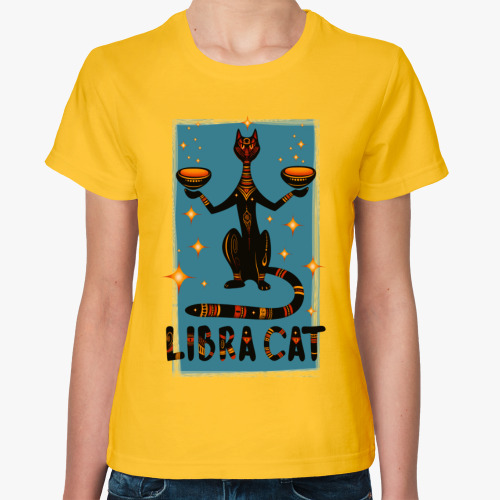 Женская футболка с принтом КОШКА ВЕСЫ