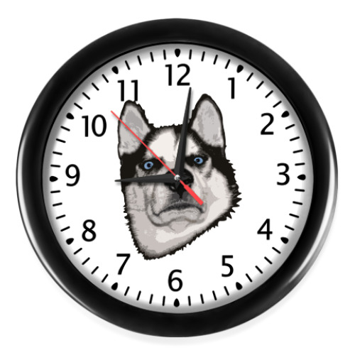Настенные часы с принтом Суровый Хаски