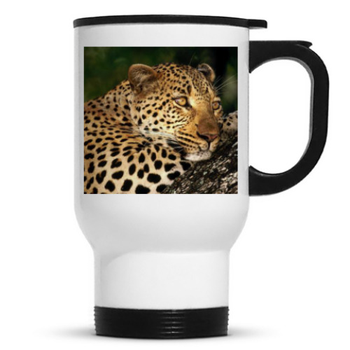 Кружка-термос с принтом Мечтательный леопард