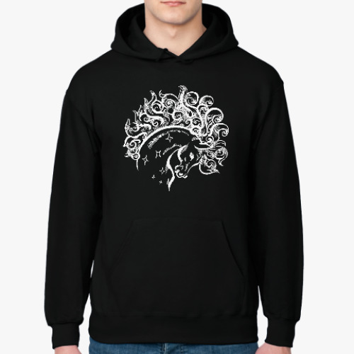 Толстовка худи с принтом Конь-огонь