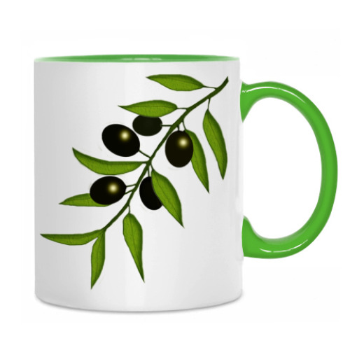 Кружка с принтом Ветка с маслинами