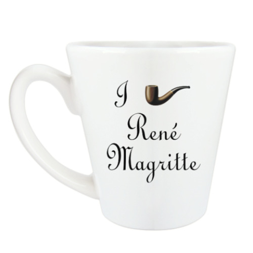 Чашка Латте с принтом Я люблю Рене Магритта (трубка)