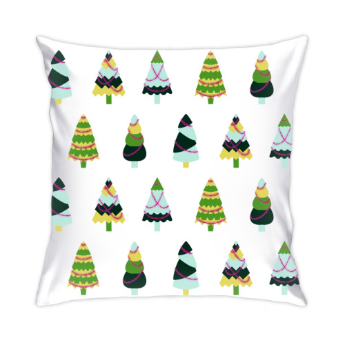 Подушка с принтом Новогодняя елка