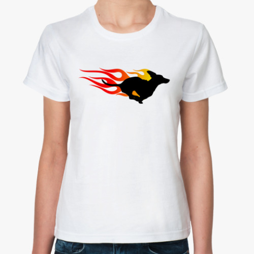 Классическая футболка с принтом Dachshund In Flames