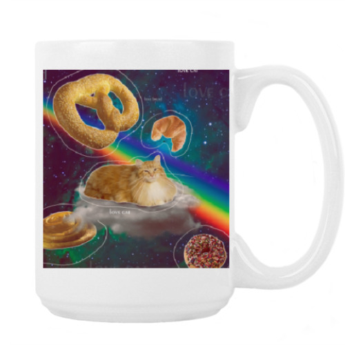 Кружка с принтом Космический кот на облаке
