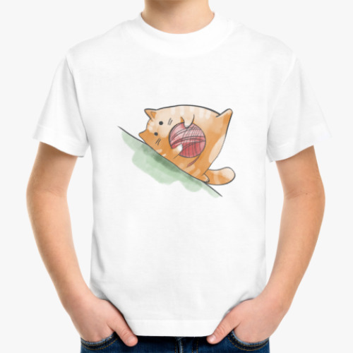 Детская футболка Кот Мягкот, рыжий живот!