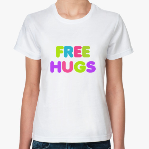 Классическая футболка с принтом Free hugs!