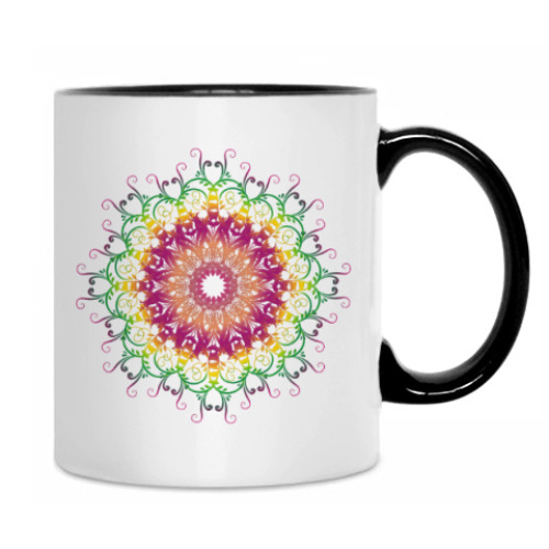 Кружка с принтом Этническая Цветочная Мандала