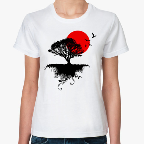 Классическая футболка с принтом Солнце Востока