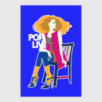 Поп арт дизайн. Красивая девушка в полосатой майке