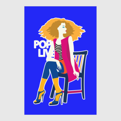 Постер Поп арт дизайн. Красивая девушка в полосатой майке