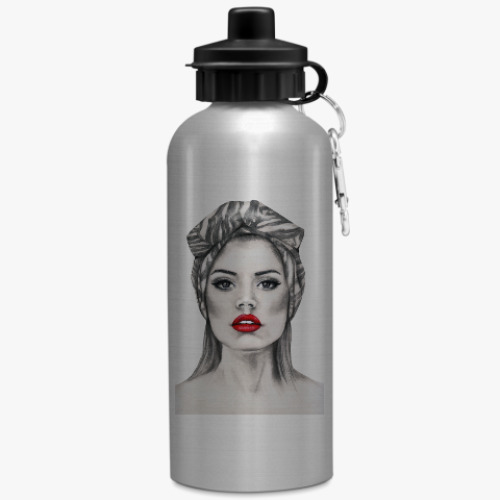 Бутылка с карабином (500 мл) с принтом Red lips