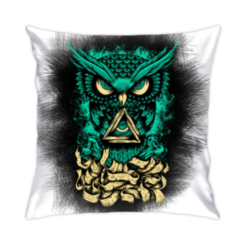 Подушка с принтом Сова (Owl) - всевидящее око