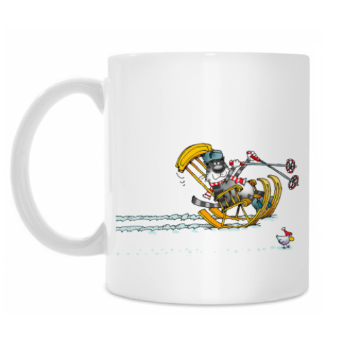 Кружка с принтом  КОТ ЛЫЖНИК