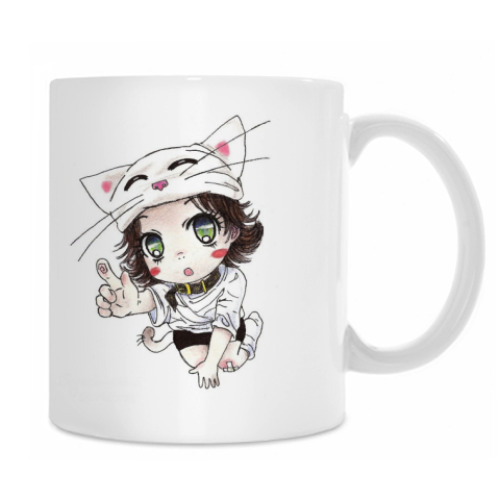 Кружка с принтом Чиби-неко