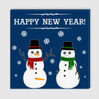 Холст 30 х 30 см Happy Snowman