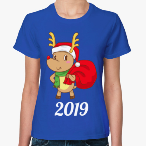 Женская футболка Олененок Санты 2019