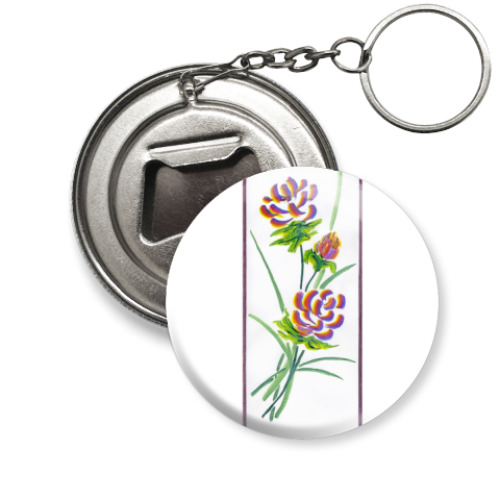 Брелок-открывашка с принтом Букет пионов