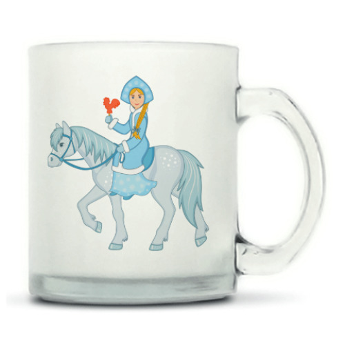 Кружка матовая Снегурочка с петушком на палочке
