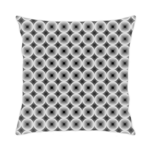 Подушка с принтом Белый и чёрный. Круг и квадрат.